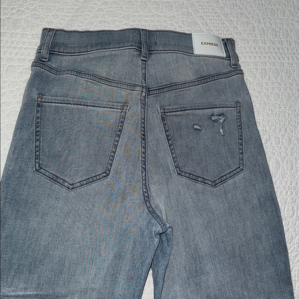 Express High Rise Light Blue Ripped Jeans - Picture 5 of 5